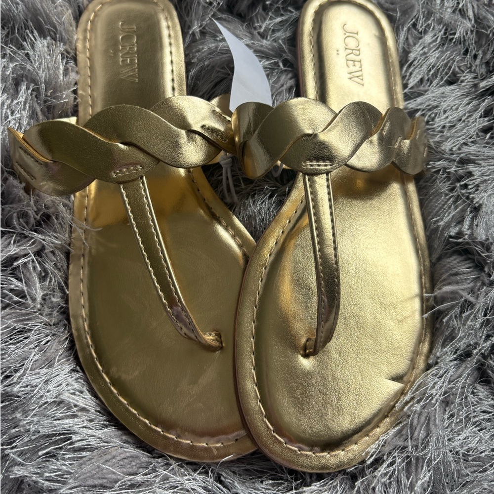 J. Crew Metallic Gold Braided Sandals